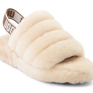 Ugg Women's Fluff Yeah Slide Sheepskin Slippers in Natural